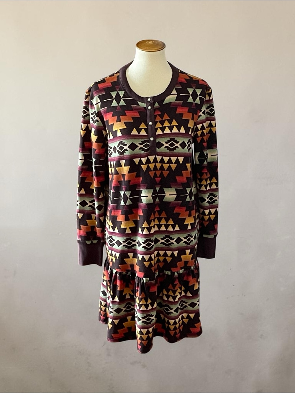 #273, Double D Ranchwear Aztec Print Long Sleeve Knit Dress - Multicolor, size M